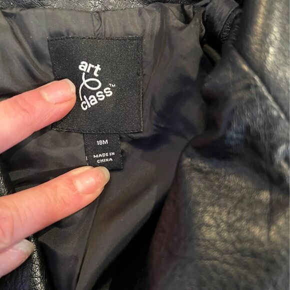 Boys Faux Moto Leather Jacket 18M - Picture 3 of 5